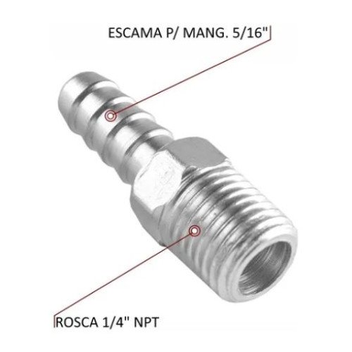 Espigão Fixo Macho Rosca NPT 1/4