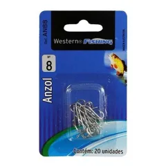 Anzol para Pesca Nr. 8 com 20 Peças - Western Fishing ANB8 Anzol para Pesca Nr. 8 com 20 Peças - Western Fishing ANB8