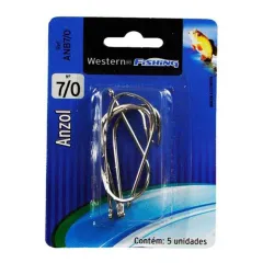 Anzol para Pesca Nr. 7/0 com 5 Peças - Western Fishing ANB 7.0 Anzol para Pesca Nr. 7/0 com 5 Peças - Western Fishing ANB 7.0