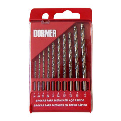 Jogo de Brocas Aço Rápido Curta DIN 338 com 10 Peças - Dormer A29010PBR Jogo de Brocas Aço Rápido Curta DIN 338 com 10 Peças - Dormer A29010PBR