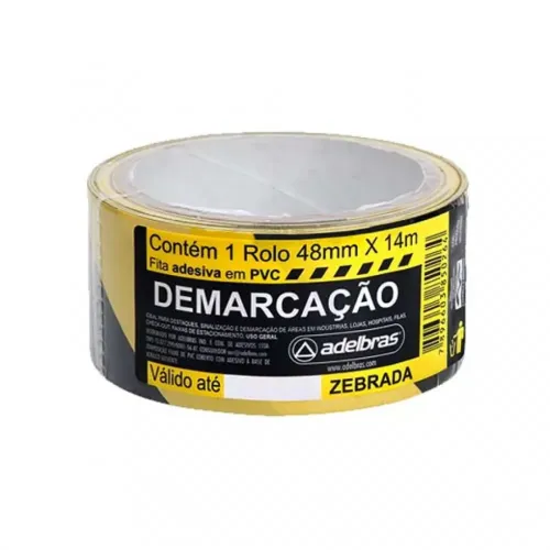 Fita Zebrada para Demarcação de Solo Amarelo e Preto 48mm x 14m - Adelbras Fita Zebrada para Demarcação de Solo Amarelo e Preto 48mm x 14m - Adelbras