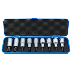 Jogo de Chaves Soquetes Perfil Tork com 9 Peças T20 à T60 Encaixe de 1/2'' - Gedore 024796