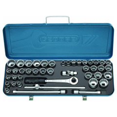 Jogo de Soquete Estriado com 43 peças 10 à 32 MM - 3/8