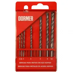 Jogo de Brocas HSS para Metais em Aço Rápido 7 Peças - Dormer A2907BR