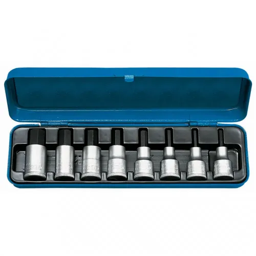 Jogo de Chaves Soquete Hexagonal 8 Peças 4 a 17 MM Encaixe 1/2