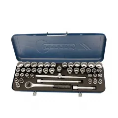 Jogo de Soquete Estriado com 43 peças 10 à 32 MM e 3/8