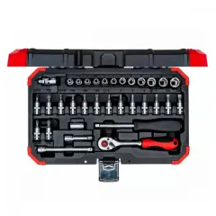 Jogo de Soquetes Sextavados com 33 peças 4 MM à 13 MM Encaixe de 1/4 Jogo de Soquetes Sextavados com 33 peças 4 MM à 13 MM Encaixe de 1/4