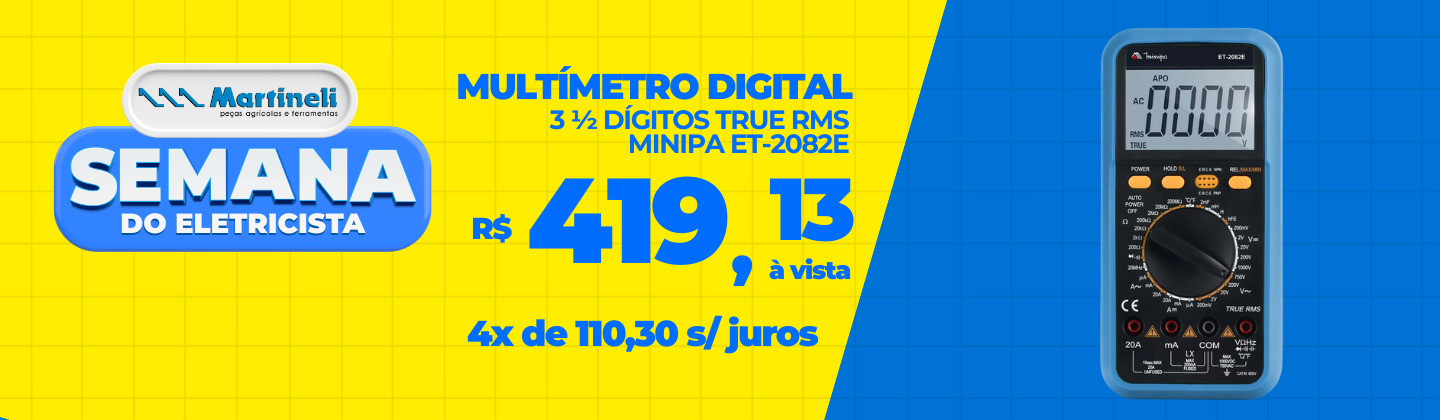 Multímetro Digital 3 1/2 Dígitos True RMS - Minipa ET-2082E