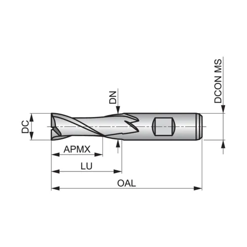 Fresa de Topo Curta DIN 1835B 10mm 2 Cortes - Dormer C12310.0