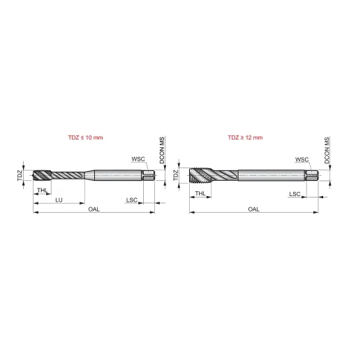 Macho Máquina Canal Helicoidal 45° DIN 371 M5 x 0.80mm - Dormer EX00M5