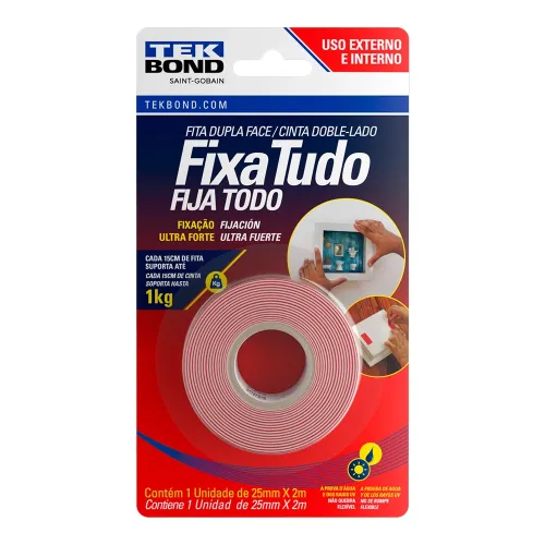 Fita Acrílica Dupla Face Exterior 25MM X 2M Blister - Tekbond 21131025202