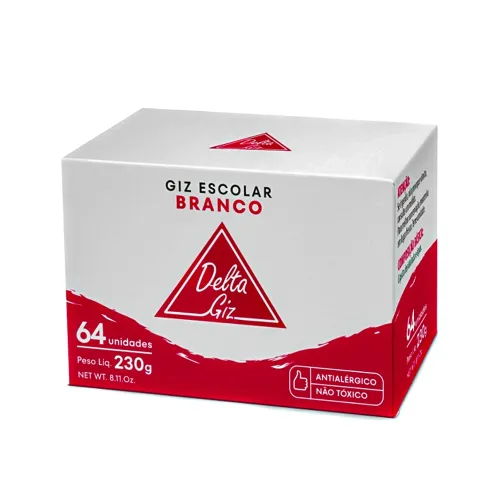 Giz Escolar Comum Branco com 64 Palitos - Delta 0002