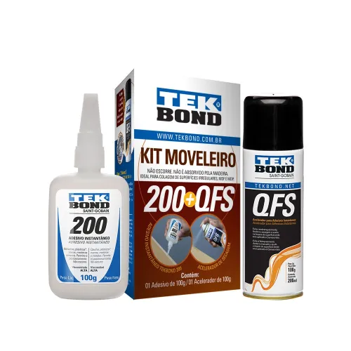 Kit Moveleiro Cola Inst. 200 100G + Acelerador Qfs 100G - Tekbond 20501003000 Kit Moveleiro Cola Inst. 200 100G + Acelerador Qfs 100G - Tekbond 20501003000