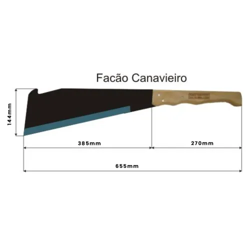 Facão Canavieiro Cabo 270mm x Lâmina 385mm - Flachi CA­20 