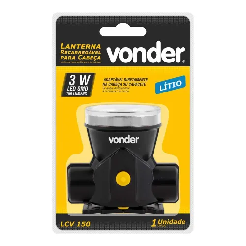 Lanterna de LED Recarregável para Cabeça 150 Lúmens - Vonder 80.75.003.150