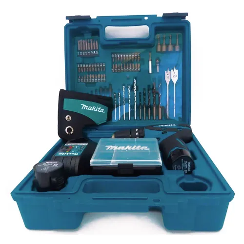 Parafusadeira/Furadeira de Impacto com Carregador 2 Baterias 12V Coldre e Maleta com Brocas Bits e Soquetes - Makita HP330DWEX3