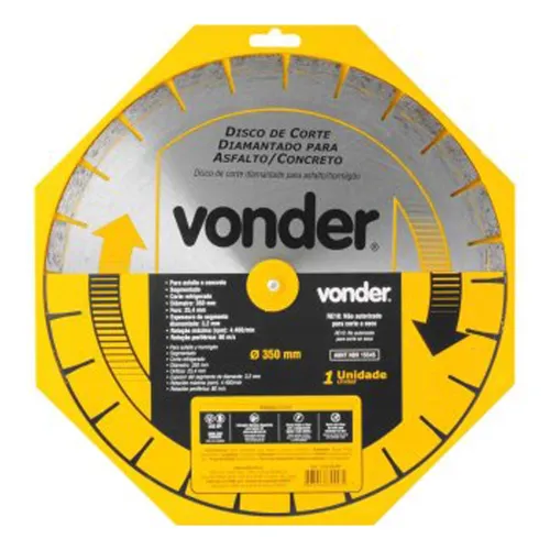 Disco Diamantado Para Asfalto/Concreto 350mm - Vonder 1268355000
