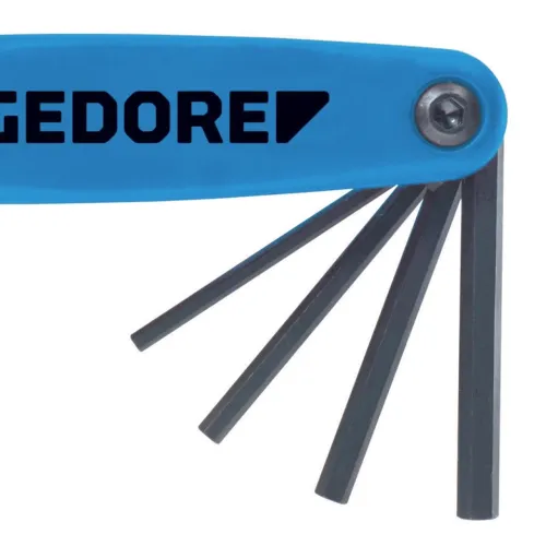 Jogo de Bolso de Chaves Allen Hexagonais Tipo Canivete com 9 Peças 5/64'' à 1/4'' - Gedore 012620