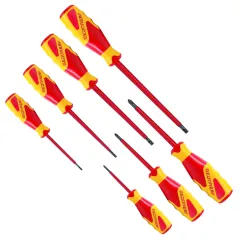 Jogo de Chaves de Fenda Simples e Cruzada VDE Isoladas EN 60900 com 7 Peças - Gedore 091813 Jogo de Chaves de Fenda Simples e Cruzada VDE Isoladas EN 60900 com 7 Peças - Gedore 091813