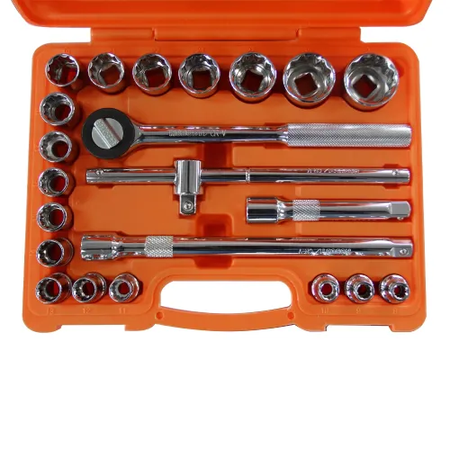 Jogo de Soquetes Estriados Encaixe de 1/2 com 22 Peças 8 à 32mm - Robust 060230