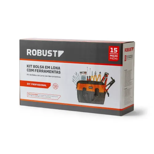 Kit Bolsa em Lona com Ferramentas 330 mm x 550 mm 15 Peças - Robust 3370212 Kit Bolsa em Lona com Ferramentas 330 mm x 550 mm 15 Peças - Robust 3370212